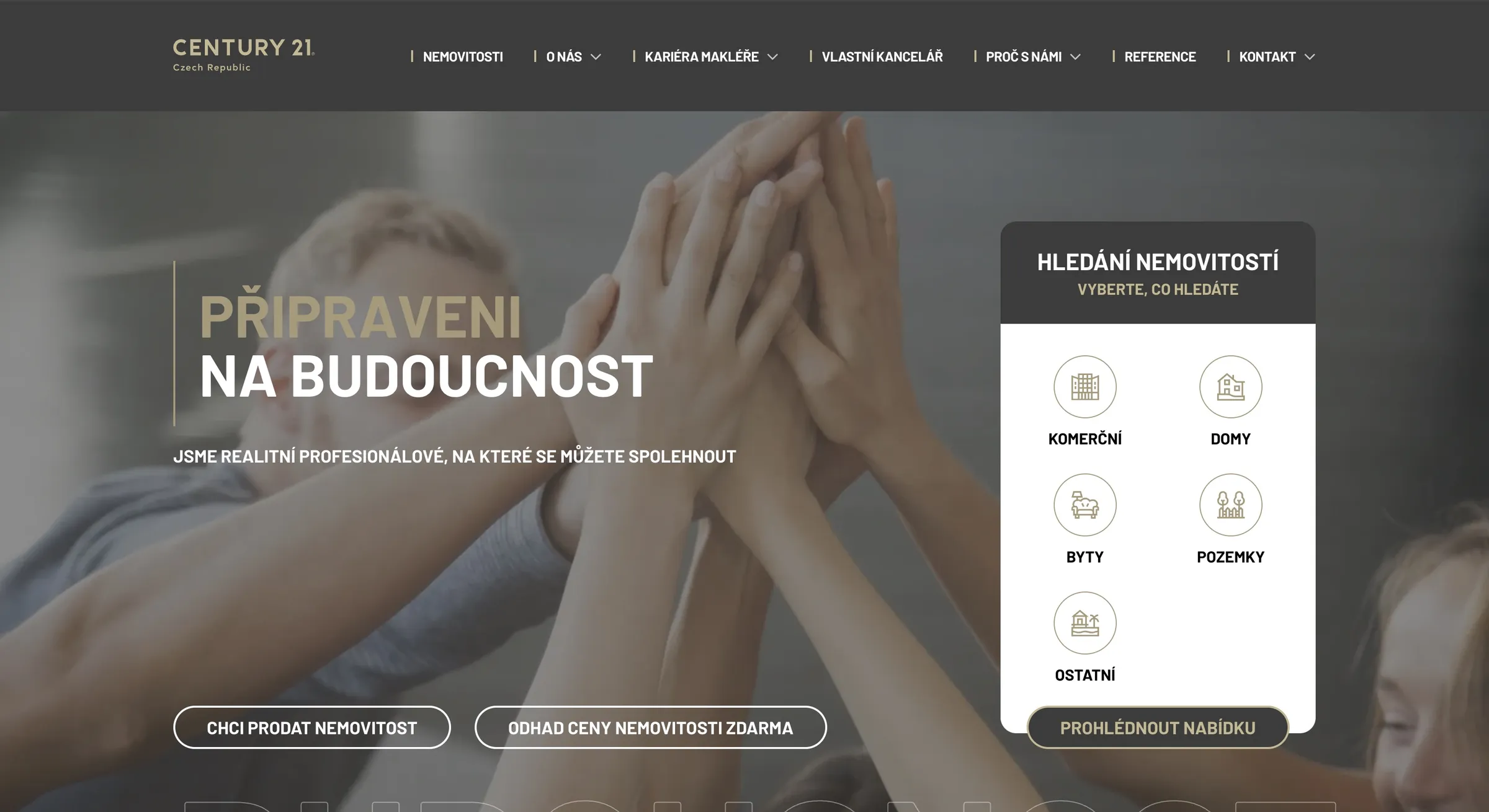 Homepage of the Century 21 website with property search