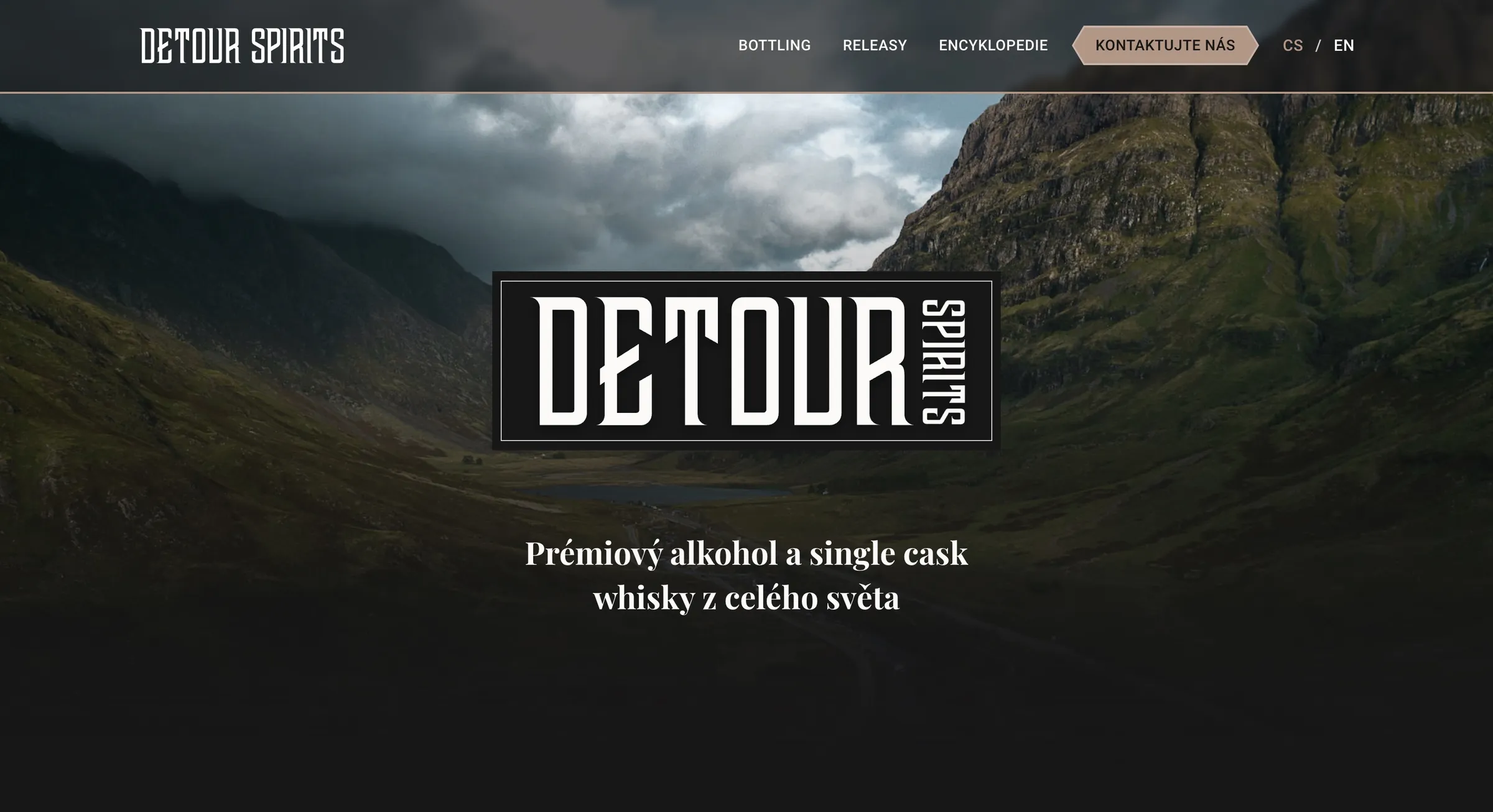 Homepage of the Detour Spirits website