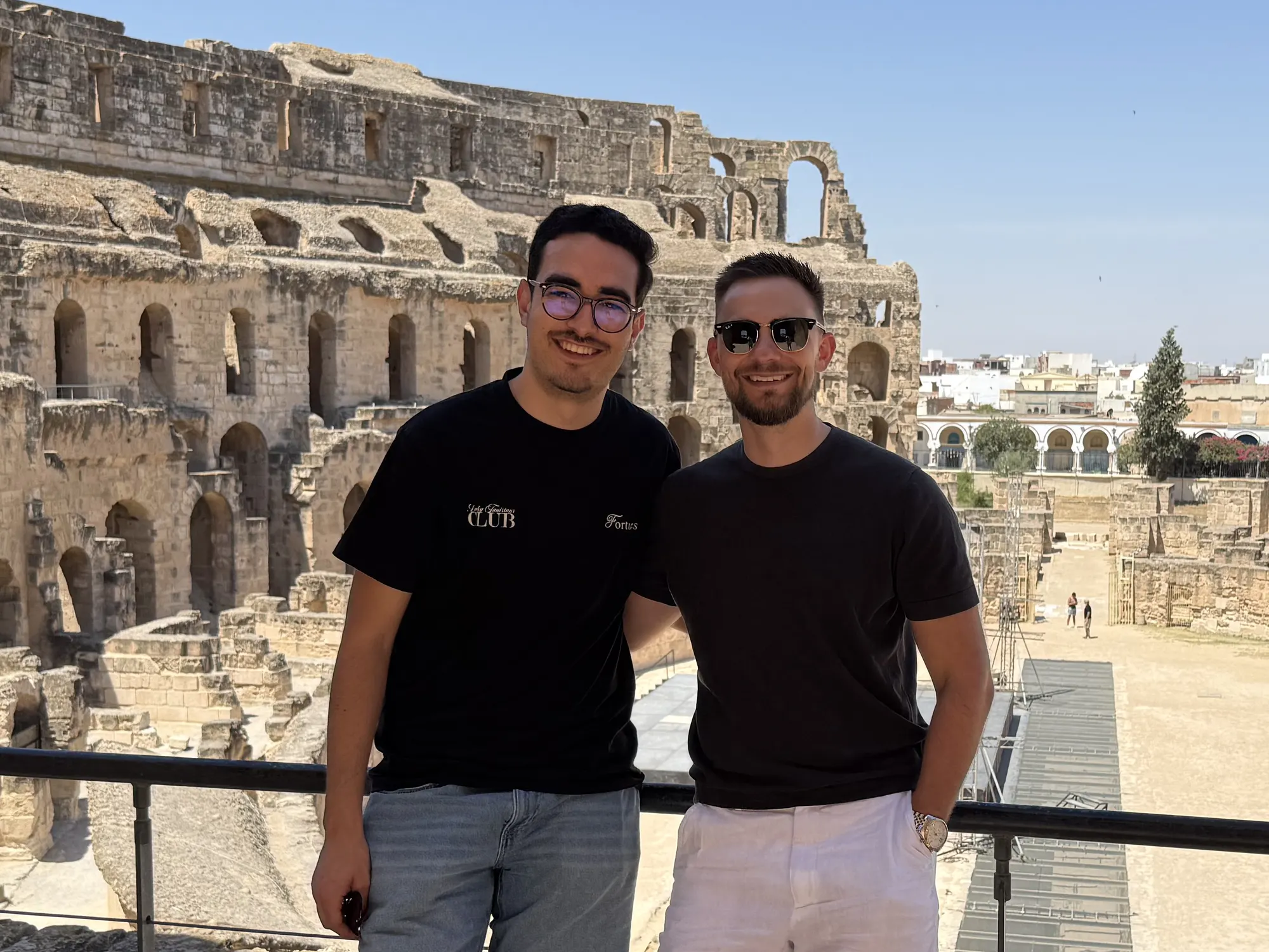 Yassine and Vojtech in a Roman amphitheatre
